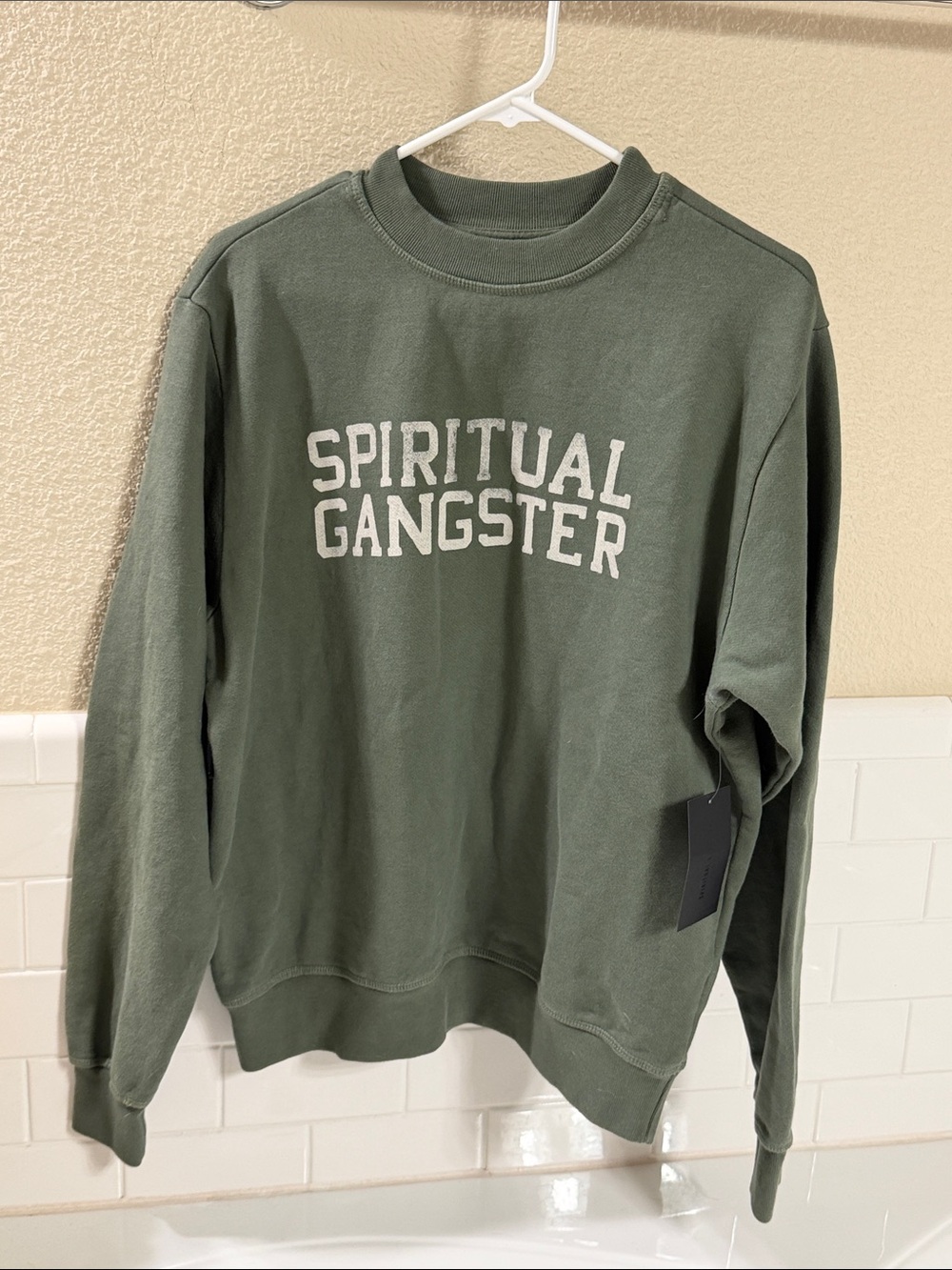 Spiritual Gangster Green Sweatshirt . NEW with Tags . Oversized Xtra small